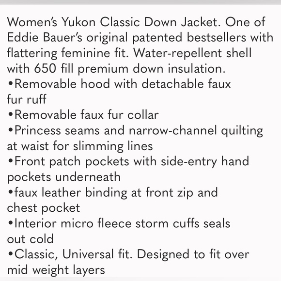 Eddie Bauer Down Parka 
Size: Medium Tall
Color: Champagne, metallic taupe - Picture 4 of 14